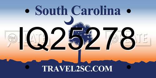 IQ25278 South Carolina License Plate