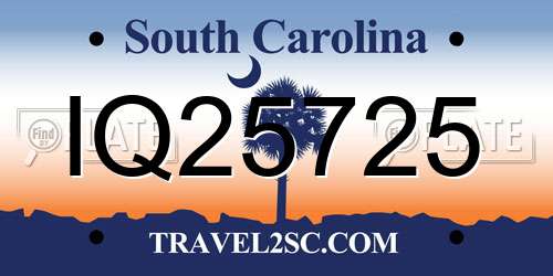 IQ25725 South Carolina License Plate