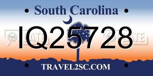 IQ25728 South Carolina License Plate