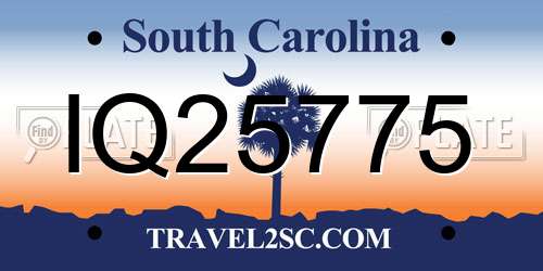 IQ25775 South Carolina License Plate