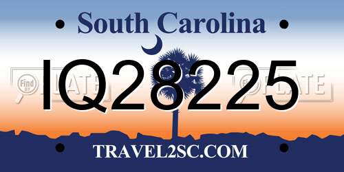 IQ28225 South Carolina License Plate