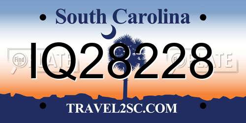 IQ28228 South Carolina License Plate