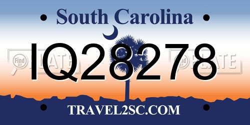 IQ28278 South Carolina License Plate