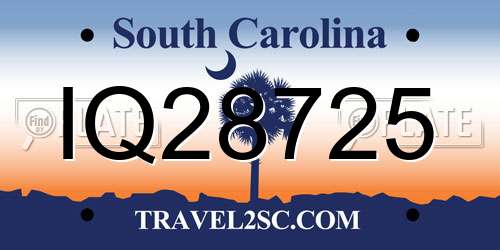 IQ28725 South Carolina License Plate