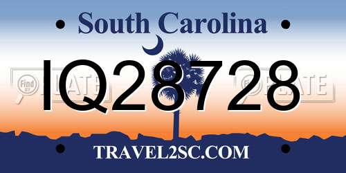 IQ28728 South Carolina License Plate