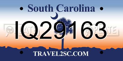 IQ29163 South Carolina License Plate