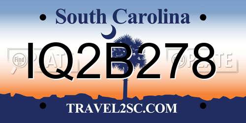 IQ2B278 South Carolina License Plate