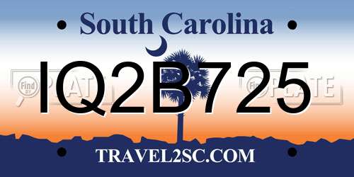 IQ2B725 South Carolina License Plate