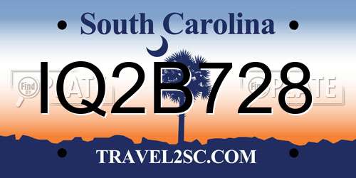IQ2B728 South Carolina License Plate