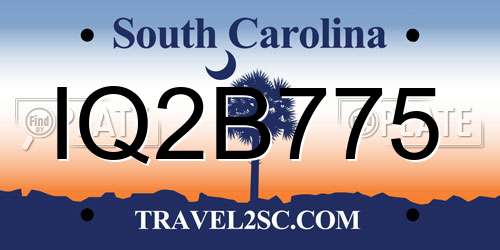 IQ2B775 South Carolina License Plate