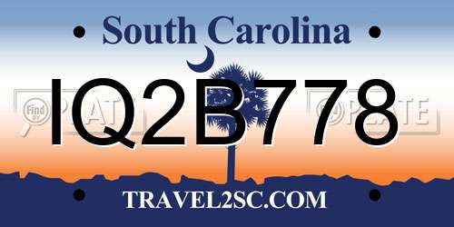 IQ2B778 South Carolina License Plate