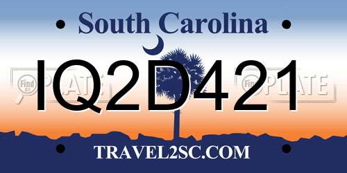 IQ2D421 South Carolina License Plate