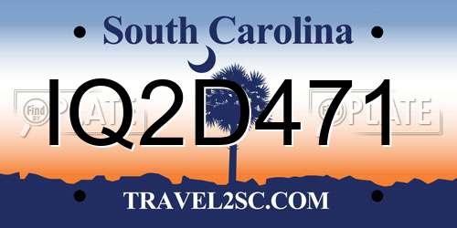 IQ2D471 South Carolina License Plate