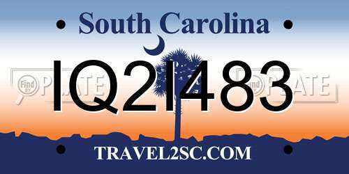IQ2I483 South Carolina License Plate