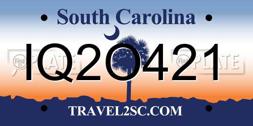 IQ2O421 South Carolina License Plate