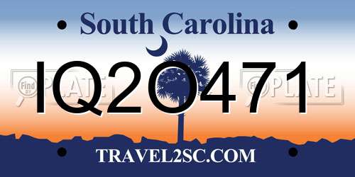 IQ2O471 South Carolina License Plate
