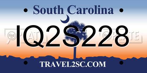 IQ2S228 South Carolina License Plate