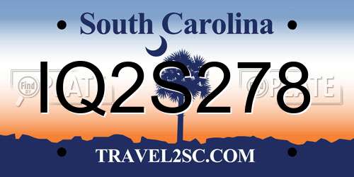 IQ2S278 South Carolina License Plate