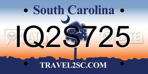 IQ2S725 South Carolina License Plate