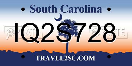 IQ2S728 South Carolina License Plate