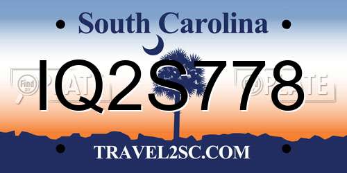 IQ2S778 South Carolina License Plate
