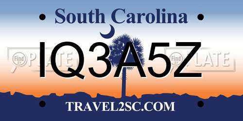 IQ3A5Z South Carolina License Plate