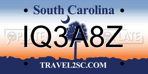 IQ3A8Z South Carolina License Plate