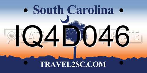 IQ4D046 South Carolina License Plate