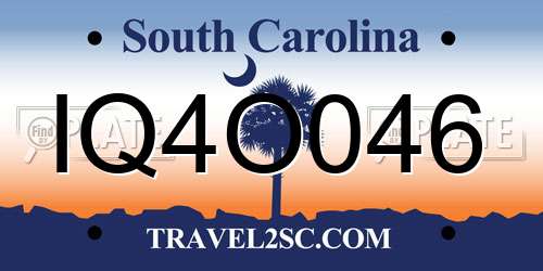 IQ4O046 South Carolina License Plate