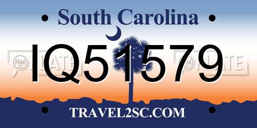 IQ51579 South Carolina License Plate