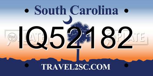 IQ52182 South Carolina License Plate