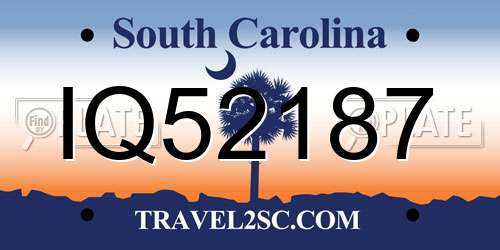 IQ52187 South Carolina License Plate