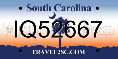 IQ52667 South Carolina License Plate