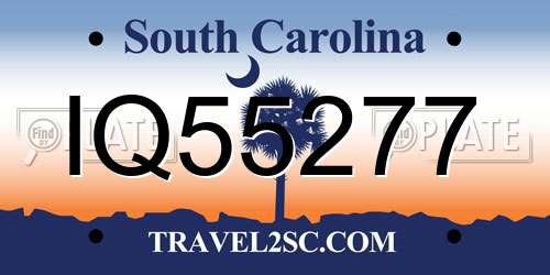 IQ55277 South Carolina License Plate
