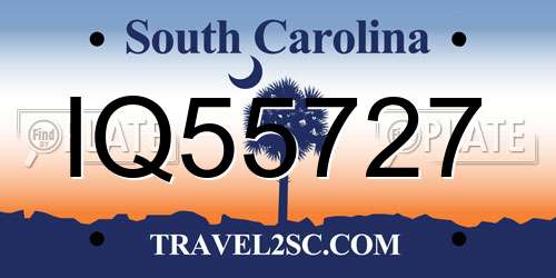 IQ55727 South Carolina License Plate