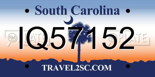 IQ57152 South Carolina License Plate