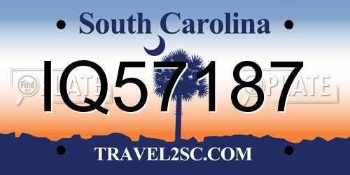 IQ57187 South Carolina License Plate