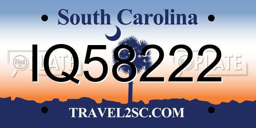 IQ58222 South Carolina License Plate