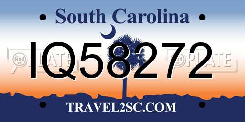 IQ58272 South Carolina License Plate