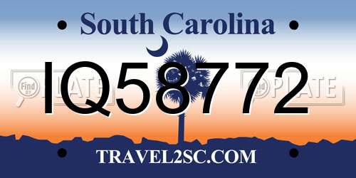 IQ58772 South Carolina License Plate