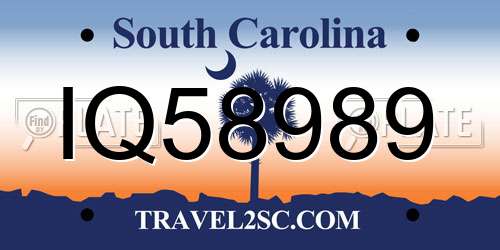 IQ58989 South Carolina License Plate