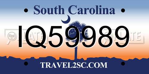 IQ59989 South Carolina License Plate