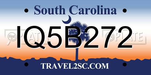 IQ5B272 South Carolina License Plate