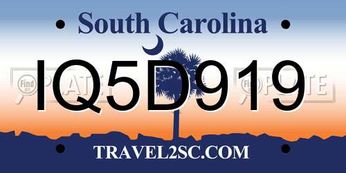 IQ5D919 South Carolina License Plate