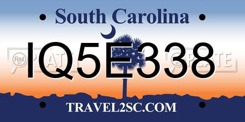 IQ5E338 South Carolina License Plate