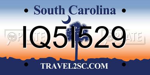 IQ5I529 South Carolina License Plate