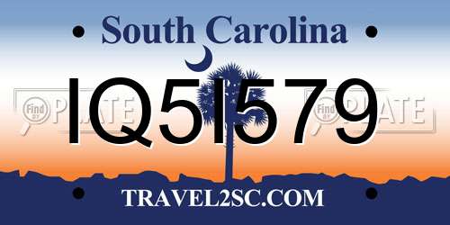 IQ5I579 South Carolina License Plate