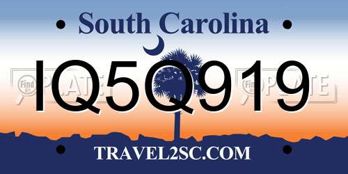 IQ5Q919 South Carolina License Plate