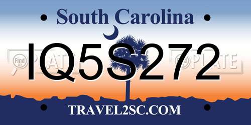 IQ5S272 South Carolina License Plate