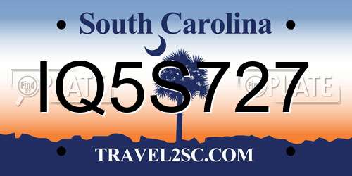 IQ5S727 South Carolina License Plate